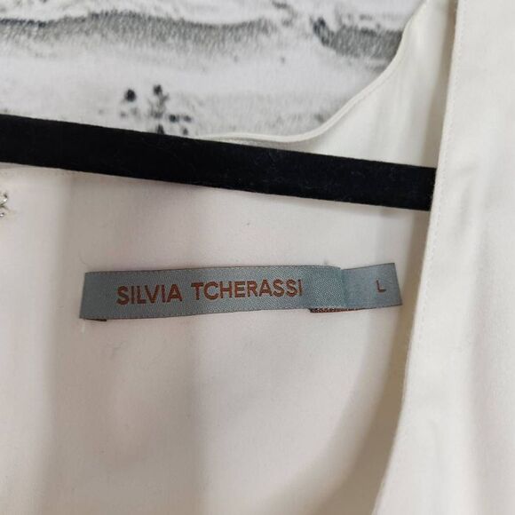 Silvia Tcherassi Cotton Blend Cropped Puff Sleeve Victoria Top White Size Large - Picture 10 of 12